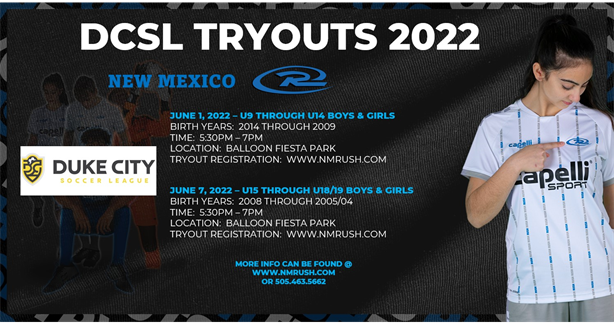 NM Rush DCSL tryouts to be held June 1st and 7th at Balloon Fiesta Park