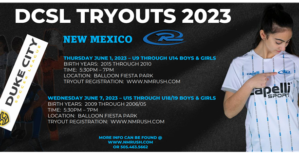 NM Rush DCSL Tryouts coming June 1 and June 7, 2023