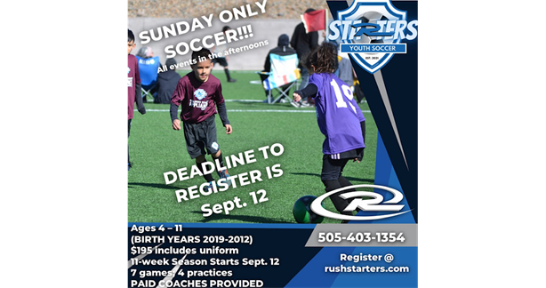 Rush Starters (U4-U11) recreational league open for fall 2023 registration!